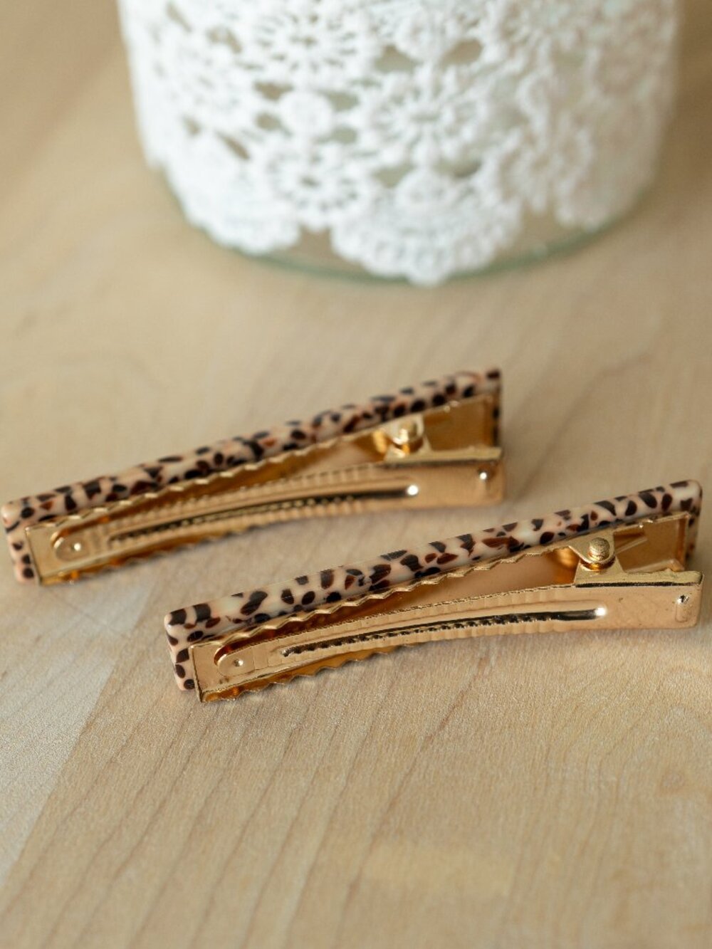 π 2/$20 Brown Dot Hair Clips - Set of 2 - Picture 10 of 11